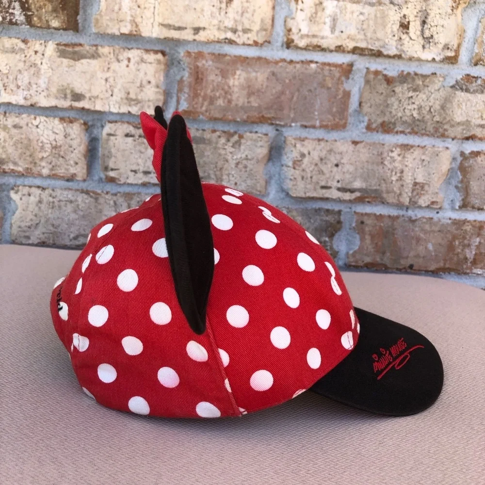 Walt Disney World Black Red Polka Dots Autographed Minnie Mouse Ears Bow Hat